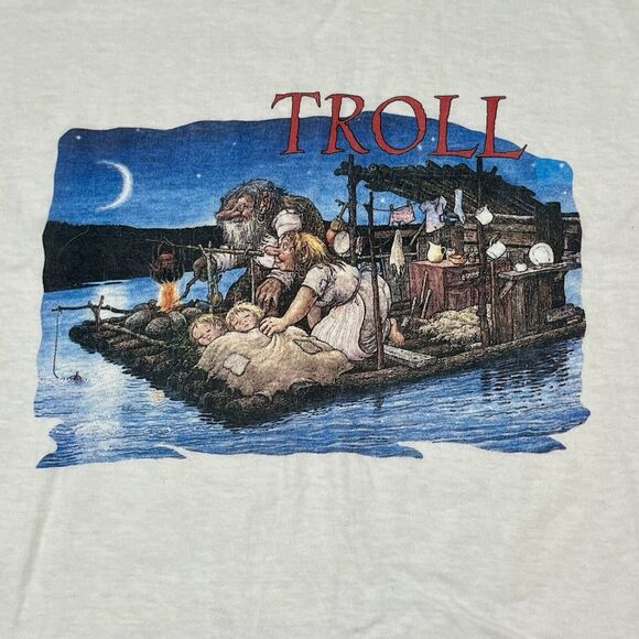 Vintage Trolls Norway Single Stitch T Shirt Mens Unisex XXL 46” Rolf Lidberg Art - Picture 1 of 16